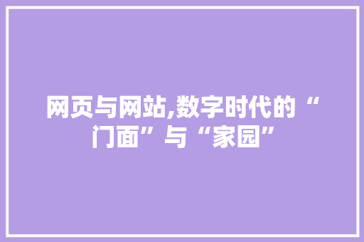 网页与网站,数字时代的“门面”与“家园”