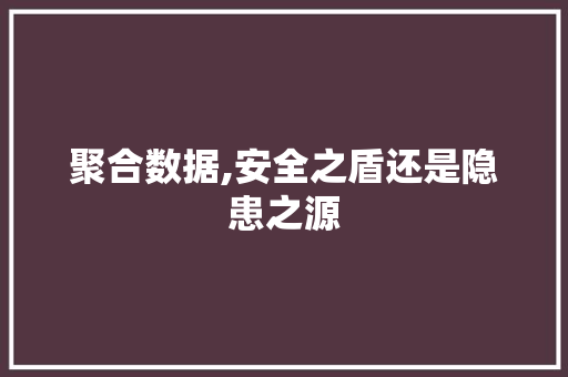 聚合数据,安全之盾还是隐患之源