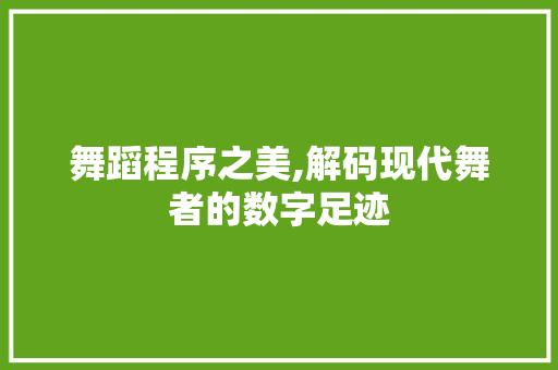 舞蹈程序之美,解码现代舞者的数字足迹