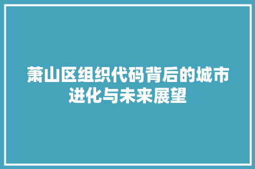 萧山区组织代码背后的城市进化与未来展望