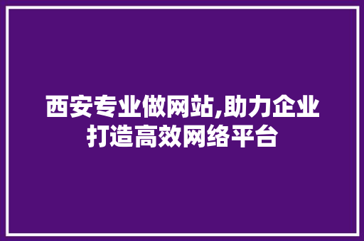 西安专业做网站,助力企业打造高效网络平台