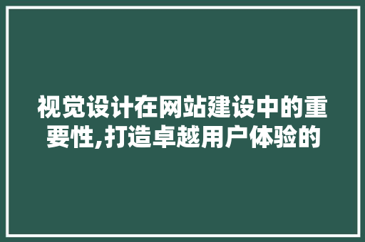 视觉设计在网站建设中的重要性,打造卓越用户体验的关键