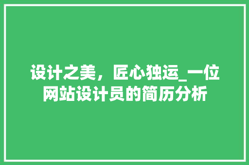 设计之美，匠心独运_一位网站设计员的简历分析