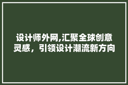 设计师外网,汇聚全球创意灵感，引领设计潮流新方向