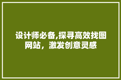 设计师必备,探寻高效找图网站，激发创意灵感