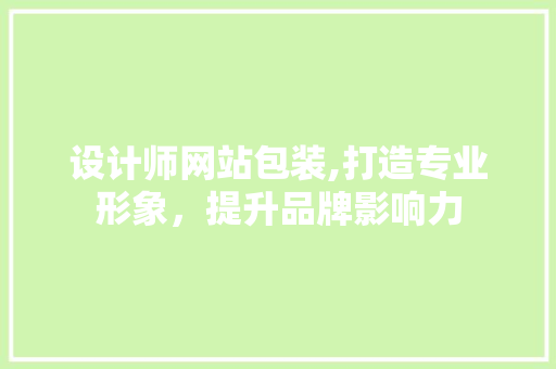 设计师网站包装,打造专业形象，提升品牌影响力