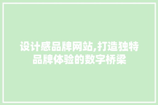 设计感品牌网站,打造独特品牌体验的数字桥梁