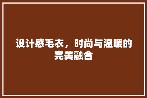 设计感毛衣，时尚与温暖的完美融合