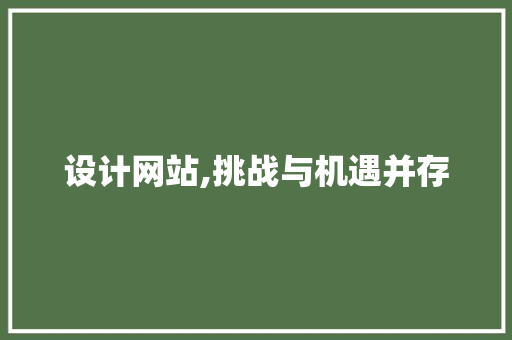 设计网站,挑战与机遇并存