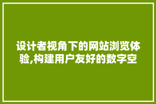 设计者视角下的网站浏览体验,构建用户友好的数字空间