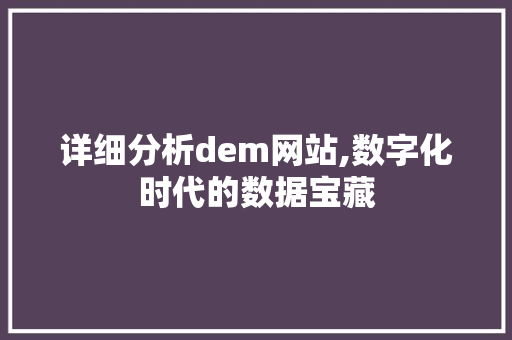 详细分析dem网站,数字化时代的数据宝藏