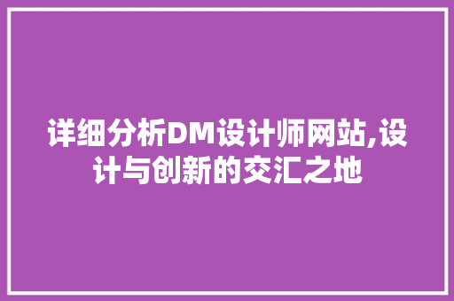 详细分析DM设计师网站,设计与创新的交汇之地