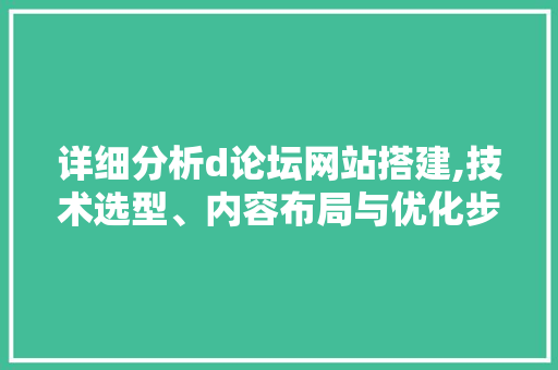 详细分析d论坛网站搭建,技术选型、内容布局与优化步骤