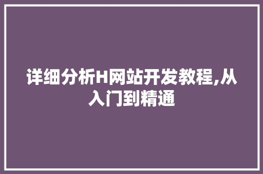 详细分析H网站开发教程,从入门到精通