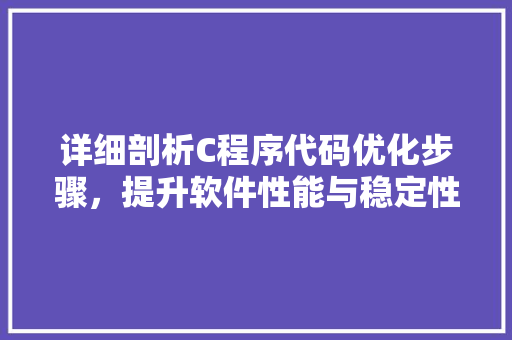 详细剖析C程序代码优化步骤，提升软件性能与稳定性