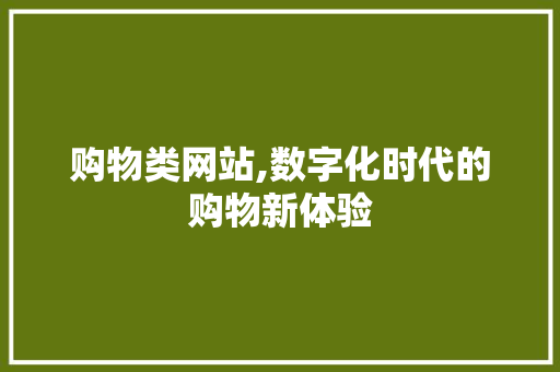 购物类网站,数字化时代的购物新体验