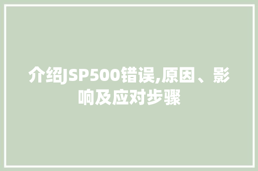 介绍JSP500错误,原因、影响及应对步骤