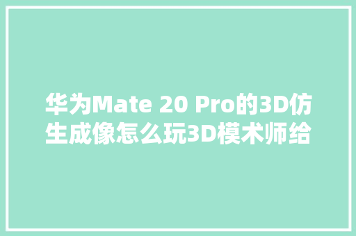 华为Mate 20 Pro的3D仿生成像怎么玩3D模术师给你鲜活体验