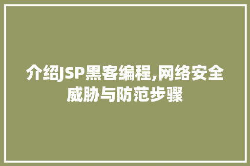 介绍JSP黑客编程,网络安全威胁与防范步骤