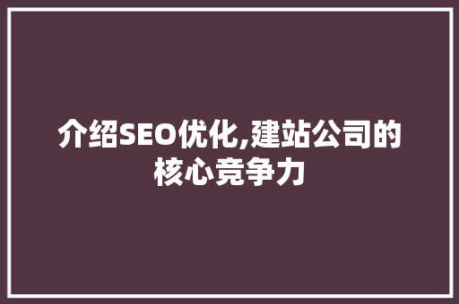 介绍SEO优化,建站公司的核心竞争力