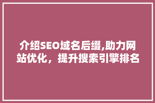 介绍SEO域名后缀,助力网站优化，提升搜索引擎排名