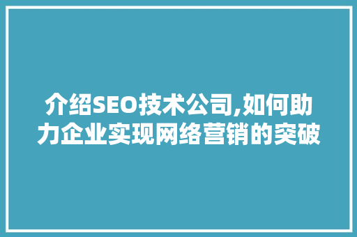 介绍SEO技术公司,如何助力企业实现网络营销的突破