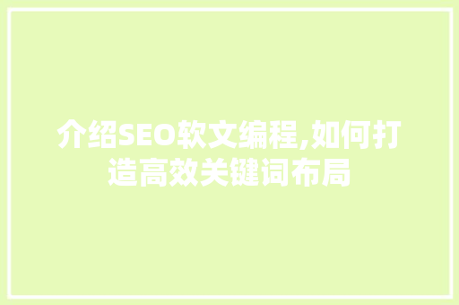 介绍SEO软文编程,如何打造高效关键词布局