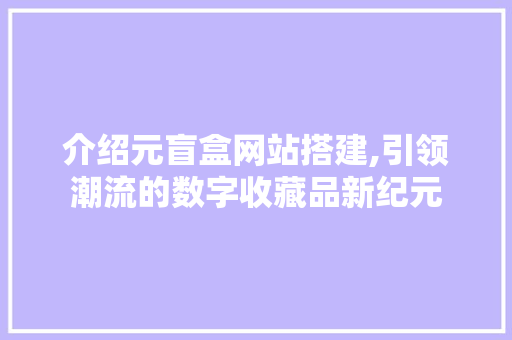 介绍元盲盒网站搭建,引领潮流的数字收藏品新纪元