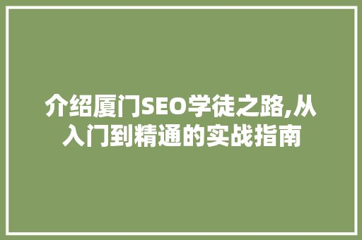 介绍厦门SEO学徒之路,从入门到精通的实战指南