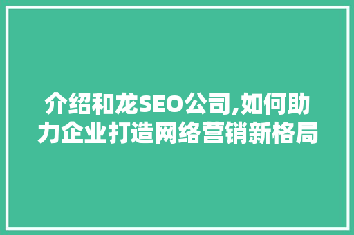 介绍和龙SEO公司,如何助力企业打造网络营销新格局