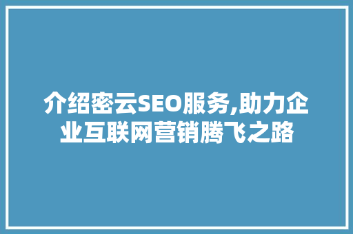 介绍密云SEO服务,助力企业互联网营销腾飞之路