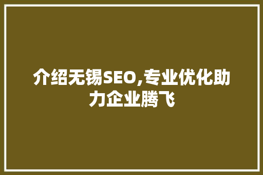 介绍无锡SEO,专业优化助力企业腾飞