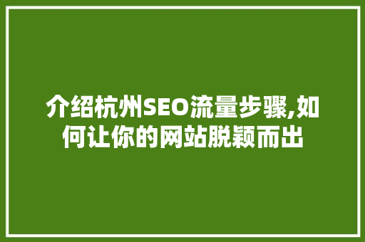 介绍杭州SEO流量步骤,如何让你的网站脱颖而出