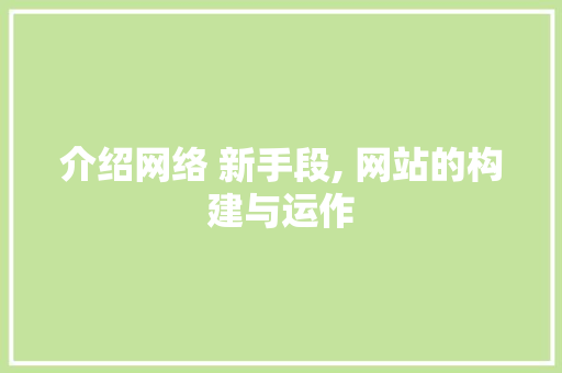 介绍网络 新手段, 网站的构建与运作