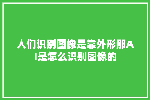 人们识别图像是靠外形那AI是怎么识别图像的