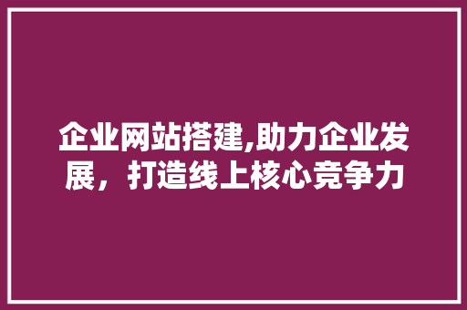 企业网站搭建,助力企业发展，打造线上核心竞争力