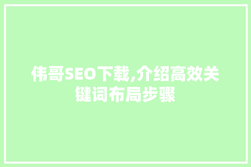 伟哥SEO下载,介绍高效关键词布局步骤