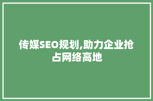 传媒SEO规划,助力企业抢占网络高地