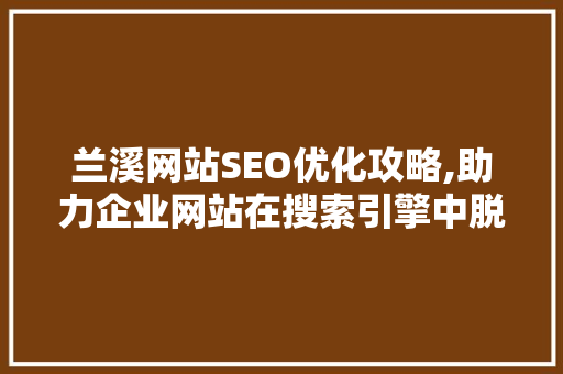 兰溪网站SEO优化攻略,助力企业网站在搜索引擎中脱颖而出