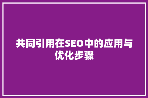 共同引用在SEO中的应用与优化步骤