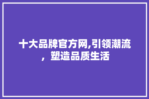 十大品牌官方网,引领潮流，塑造品质生活