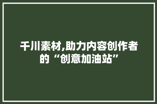 千川素材,助力内容创作者的“创意加油站”