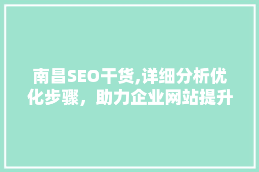 南昌SEO干货,详细分析优化步骤，助力企业网站提升排名