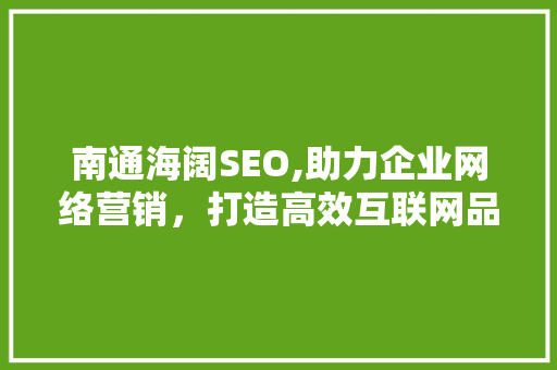 南通海阔SEO,助力企业网络营销，打造高效互联网品牌