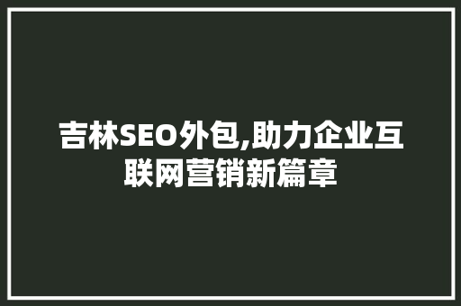 吉林SEO外包,助力企业互联网营销新篇章