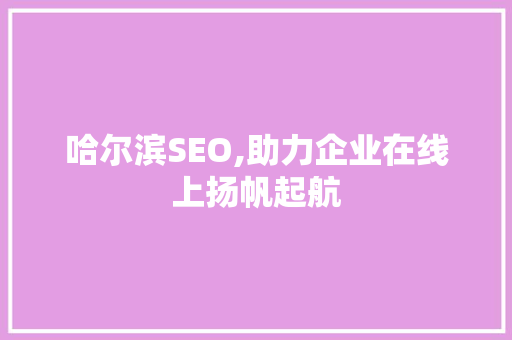 哈尔滨SEO,助力企业在线上扬帆起航