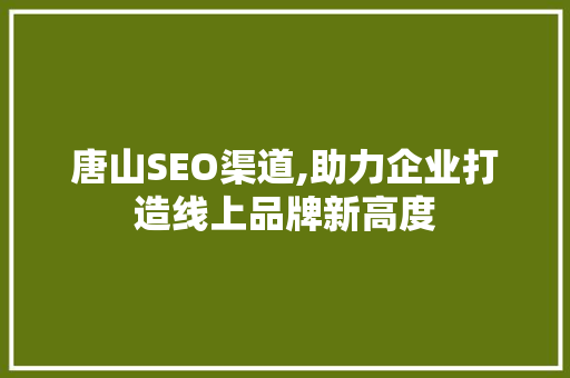 唐山SEO渠道,助力企业打造线上品牌新高度