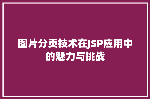 图片分页技术在JSP应用中的魅力与挑战