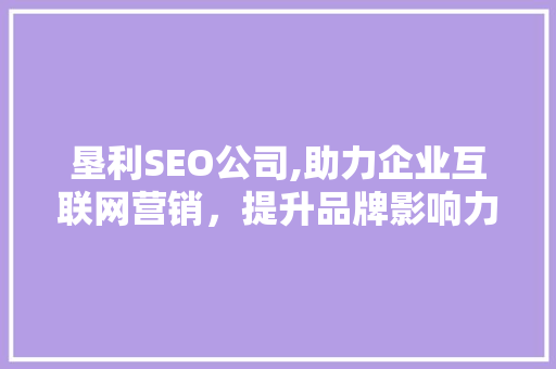 垦利SEO公司,助力企业互联网营销，提升品牌影响力