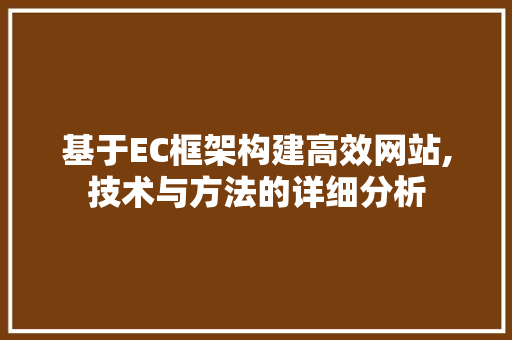 基于EC框架构建高效网站,技术与方法的详细分析